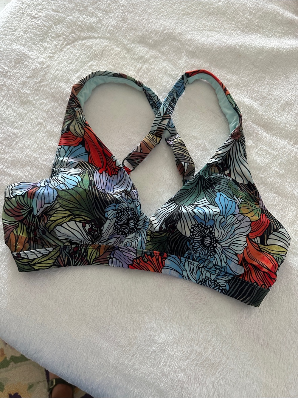 Title nine Black print bikini top Large B/C